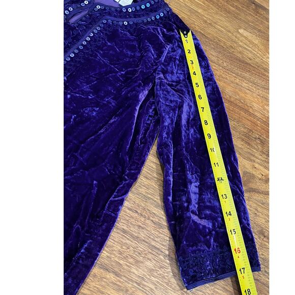 Chico’s 0 Purple Velvet Tunic Top Sequin Embellished 3/4 Sleeve Holiday Party - Picture 7 of 9